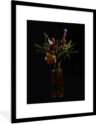 Produktbild von MuchoWow® MuchoWow® Gerahmtes Poster Blumen - Farben - Stilleben 60x80 cm - Poster mit zchwarzem Bilderrahmen - Wohnzimmer - Dekorationen - Prämie