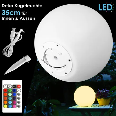 Produktbild von LED Kugellampe Ø 35cm – Akku, RGB Farbwechsel, IP54 wetterfest für Innen & Außen