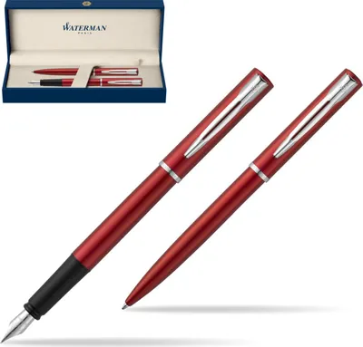 Zdjęcie produktu dla Waterman 2068193, Długopis wciskany, Czerwony, Niebieski, Stal nierdzewna, Chrom, Oburęczny