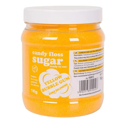 Produktbild von Farbiger Zuckerwattezucker, gelb, Kaugummigeschmack, 1kg
