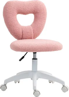 Immagine prodotto di Sedia da ufficio, regolabile in altezza, schienale a forma di cuore, rosa