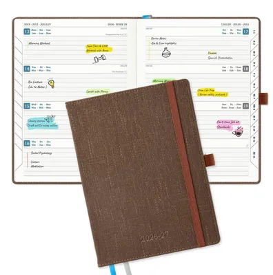 Immagine prodotto di Agenda 2026-2027, formato A5 - Pianificatore settimanale con copertina in ecopelle