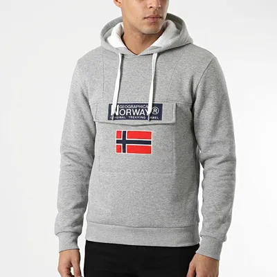 Productafbeelding van Geographical Norway WW6114H/GN-BLENDED: grijze/witte herenhoodie