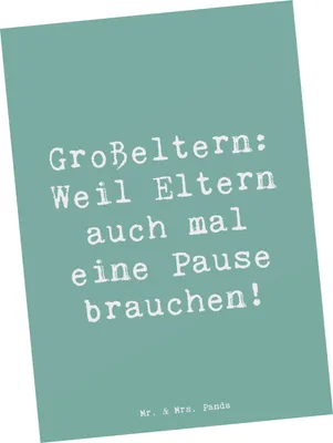 Produktbild von Mr. & Mrs. Panda Postkarte Spruch Großeltern Pause - Meeresbrise - Geschenk, handgemacht, Postkarten, Ansichtskarten, Enkelkinder, Liebe, Grußkarte, Generationen