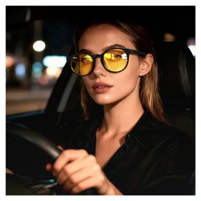 Produktbild von Nachtfahrbrille für Damen - Nachtsichtbrille für Autofahrer mit gelben, blendfreien Gläsern