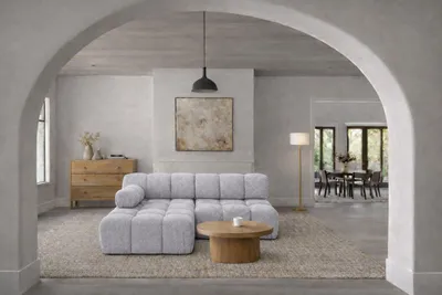 Produktbild von Kaiser Möbel Ecksofa L-Form Mini II modular, Bouclé-Stoff Abriamo, Hellgrau, Links, Selia