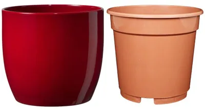 Produktbild von MePla - Set - Übertopf Basel ø19 + Kulturtopf ø18 - Bordeaux