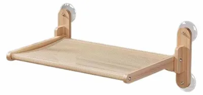 Produktbild von Fenster-Hängematte für Katzen aus Holz – Faltbarer, zuverlässiger Halter mit starken Saugnäpfen und waschbarer Liegematte