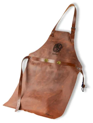 Produktbild von Büffelleder Grillschürze - aus italienischem Leder mit Kupferbeschlägen