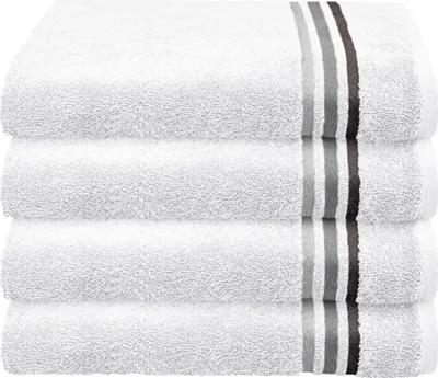 Produktbild von Schiesser Frottier Handtuch Skyline Color im 4er Set | 100% Baumwolle aus nachhaltiger Produktion | saugstark, weich, farbecht | 50x100cm | Weiß