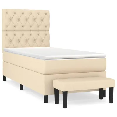 Produktbild von Boxspringbett mit Matratze Creme 80x200 cm Stoff