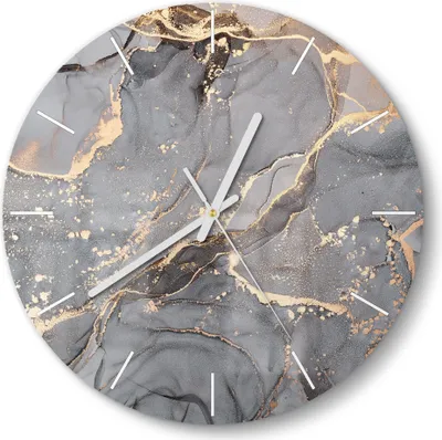 Produktbild von DEQORI Glasuhr Ø30 cm Modern 'Elegantes Marmormuster' Wanduhr Glas Uhr Design leise