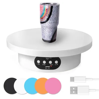Produktbild von Drehteller, drehbarer Displayständer, Fotografie-Zubehör, 5 Farbhintergründe, max. Tragkraft 5 kg, Handy-Live-Übertragung Drehteller Shooting-Zubehör