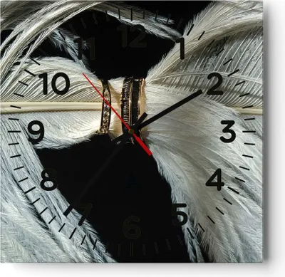 Produktbild von Wanduhr - Quadrat - Glasuhr - Feder Romantik Ehe - 30x30cm - Schleichendes Uhrwerk - Lautlos - zum Aufhängen bereit - Dekoration Modern - Wanddekoration aus Glas - C4AC30x30-4909