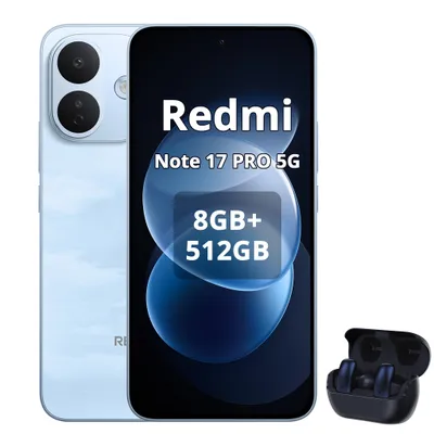 Productafbeelding van Xiaomi REDMI Note 17 Pro 5G Smartphone, 8340mAh, 8GB/512GB, Blauw (inclusief Bluetooth-koptelefoon), AI-gegenereerde afbeelding