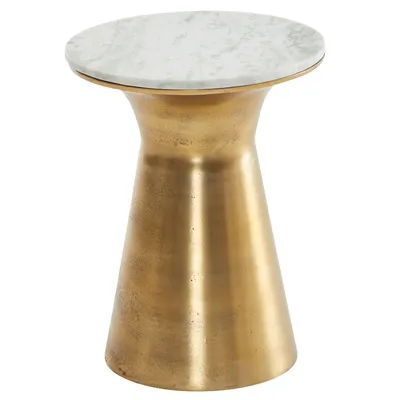 Produktbild von Beistelltisch Marmor Weiß 35x35x45cm Metall Gold Rund Modern