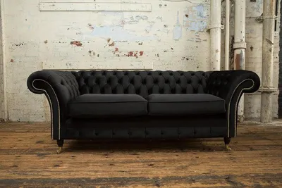 Produktbild von Chesterfield Couch Sofa Polster 3 Sitzer Couchen Sitz Garnitur Sofas Schwarz Neu