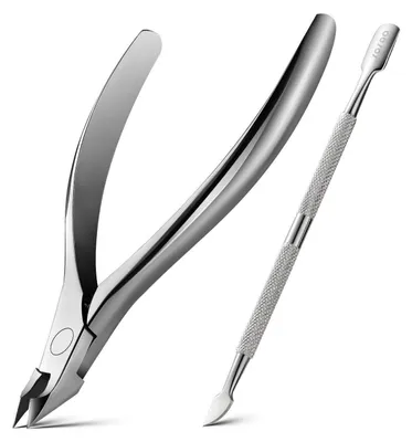 Immagine prodotto di Set di forbici per tagliare le cuticole e di spingicuticole, in acciaio inossidabile chirurgico, colore argento