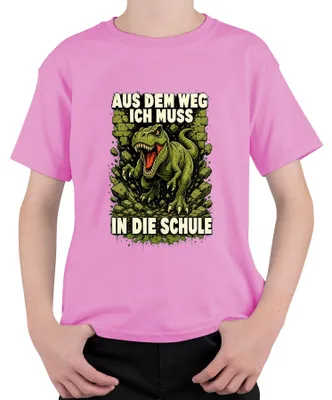 Immagine prodotto di Maglietta per bambini, motivo "T-Rex", ideale per andare a scuola, colore rosa, taglia 128