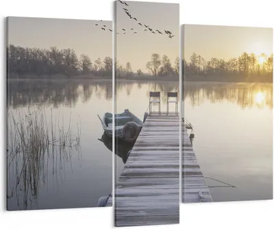 Produktbild von Bild auf Leinwand - Leinwandbild - 3 Teile - Brücke Westen die Sonne - 95x80cm - Wand Bild - Wanddeko - Wandbilder - Leinwanddruck - Bilder - Wanddekoration - Leinwand bilder - Wandbild - CB95x80-4197