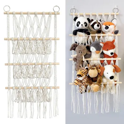 Produktbild von Hängendes Plüschspielzeug-Aufbewahrungsregal, 3-stufig 38×78 cm, Türhängeregal, Netz- oder Hängemattenstil, ideal für Kinderzimmer und Schlafzimmer