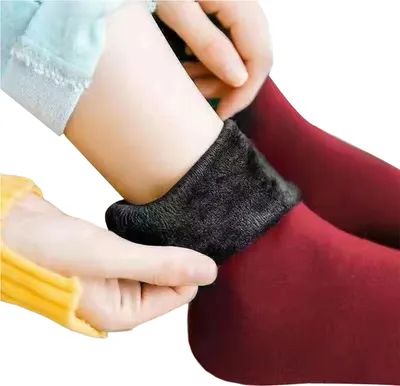 Produktbild von Blickdichte, fleecegefütterte Damen-Socken, dicke, warme Samtsocken, weiche Plüsch-Skischuhe, Hausschuhe für Schnee und kaltes Wetter