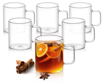 6er-Set Teegläser mit Henkel, 500 ml, Borosilikatglas