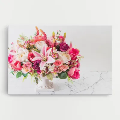 Produktbild von ARTHUB® Leinwandbild 80x120 cm, Bouquet Flowers Vase | Wohnzimmerdekoration, Hängende Bilder, Wanddekoration, Heimdekoration, Blumen, Blumenstrauß