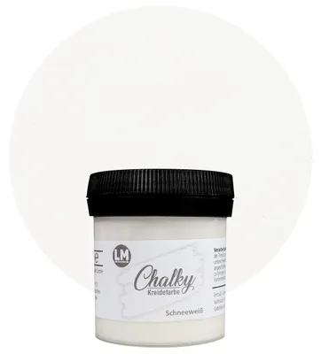 Produktbild von LM-Kreativ Chalky Kreidefarbe 100 ml, Schneeweiß – deckende Bastel- & Möbelfarbe auf Wasserbasis, ultramatt, meist ohne Grundierung
