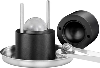 Produktbild von Eisballpresse, 2,4-Zoll-Eisballmaschine, Eisball-Presseset aus Flugzeug-Aluminiumlegierung für 60-mm-Eiskugeln, Eispresse mit Zange und Tropfschale, für Whiskey, Cocktails, Bourbon, Scotch auf Partys und Feiertagen, schwarz