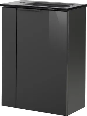 Produktbild von Fackelmann SBC LUNA Gäste WC Set 2-teilig 45 cm, Anthrazit, rechts, Glas Anthrazit