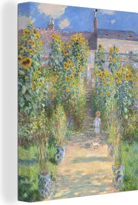 Obrázok produktu pre MuchoWow® - Obraz na plátne - Umelcova záhrada vo Vetheuil - Maľba, Claude Monet, nástenný obraz, nástenné dekorácie, obývacia izba, 90x120cm