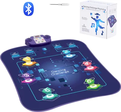 Produktbild von SucceBuy taneční podložka, 6tlačítková rytmická stepovací podložka, elektronická taneční podložka s Bluetooth, LED světla, 5 režimů přehrávání, integrovaná hudba, nastavitelná hlasitost, hračka od 3 let, 220 V, 5 W