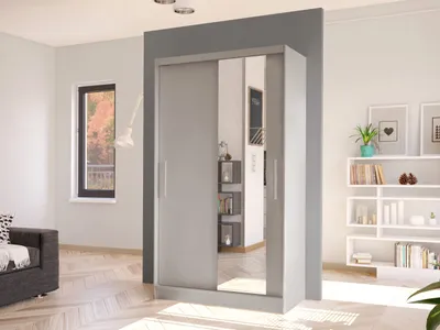 Obrázek produktu pro Úzká zrcadlová šatní skříň 100 cm ARAPO 3 - kašmír