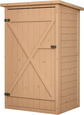Image de Outsunny Armoire abri de Jardin Remise pour Outils Bois de Sapin pré-huilé Toit bitumé incliné - Grande Porte verrouillable loquet - 2 étagères - dim. 75L x 56l x 115H cm