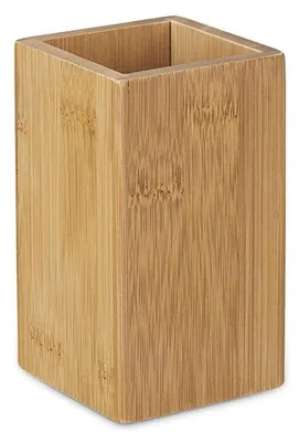 Obrázek produktu pro Kelímek na oplachování zubů, bambus, čtvercový, přírodní design, rozměry 14 x 9,5 x 9,5 cm