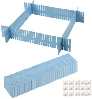 Obrázek produktu pro 60 kusů organizérů do zásuvek - Nastavitelné - Plastové - Pro organizaci - Oddělovače - 37 x 7 cm - Flexibilní uspořádání - Organizér do zásuvek