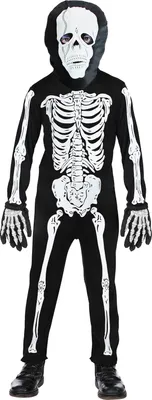 Produktbild von Kinderkostüm Skelett, Anzug +Maske Kinder Skelettkostüm Halloween L - 158 cm