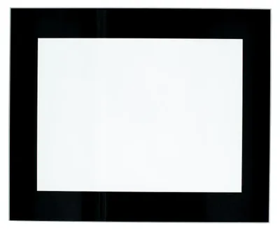 A white rectangular object is centered on a black background.