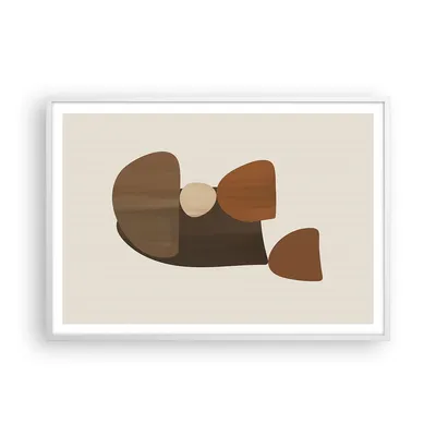 Produktbild von Gerahmtes Poster - Weißer Rahmen - Abstraktion Braun Minimalismus - 100x70 cm - Wand Bild - Wanddeko - Wandbilder - Wandposter - Bilderrahmen - Bilder - Kunstdruck - Wandbild - P2WAA100x70-4212