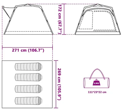 Produktbild von vidaXL Campingzelt 4 Personen Grün Quick Release