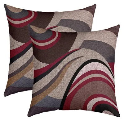 Productafbeelding van 2 stuks kussenhoezen, geometrisch design, 55x55 cm, rood en grijs, polyester