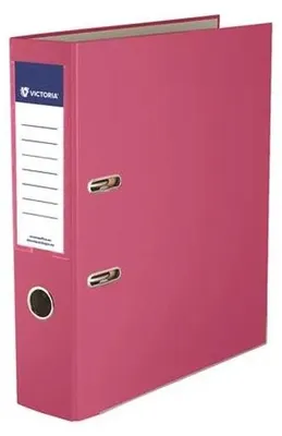 Obrázek produktu pro VICTORIA Pákový pořadač "Basic", růžová, 75 mm, A4, s ochranným spodním kováním, PP/ karton