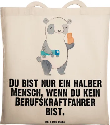 Produktbild von Mr. & Mrs. Panda Schultasche Berufskraftfahrer Herz - Transparent - Geschenk, Jutebeutel, Uni Tasche, Tote Bag, Baumwollbeutel, Laptoptasche