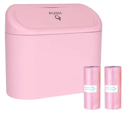 Obrázek produktu pro Růžový odpadkový koš s víkem, včetně 40 pytlů na odpadky, vyrobený z materiálu ABS