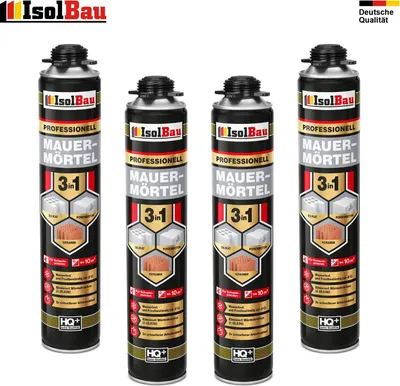 Mauermörtel Pistolenschaum Montageschaum PU-Mauermörtel Klebeschaum 4 x 750ml