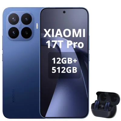Obrázok produktu pre Xiaomi 17T Pro 5G, smartfón, 512 GB, 12 GB RAM, 6,83 palca, batéria 7000 mAh, tmavomodrá (s Bluetooth slúchadlami)