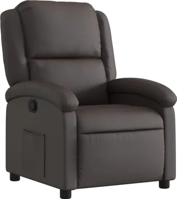 Image de Fauteuil inclinable marron foncé cuir véritable