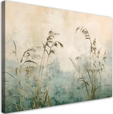 Produktbild von Leinwandbild Gräser und Pflanzen 120x80 Feeby Grün bild für die wand bereit zum aufhängen