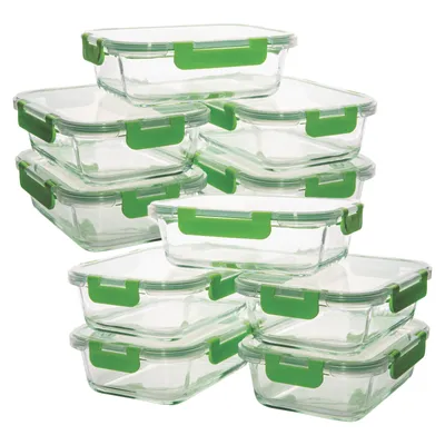 Produktbild von Frischhaltedose Vorratsdosen Lunchbox Borosilikatglas, (Set, 20-tlg., 10 Glasbehälter und 10 Deckel)